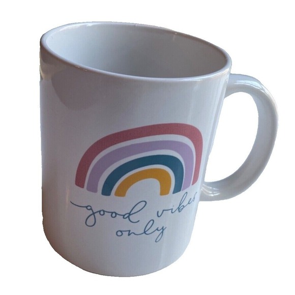 Other - Good Vibes Only Rainbow Ceramic Coffee Mug Multicolor Inspirational Besutiful!